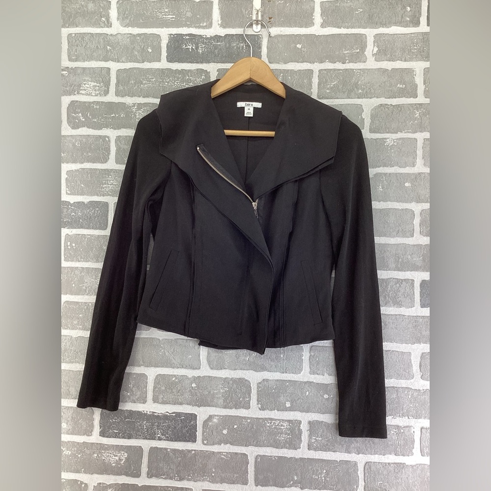 Bar III black Asymmetrical zip blazer size xs